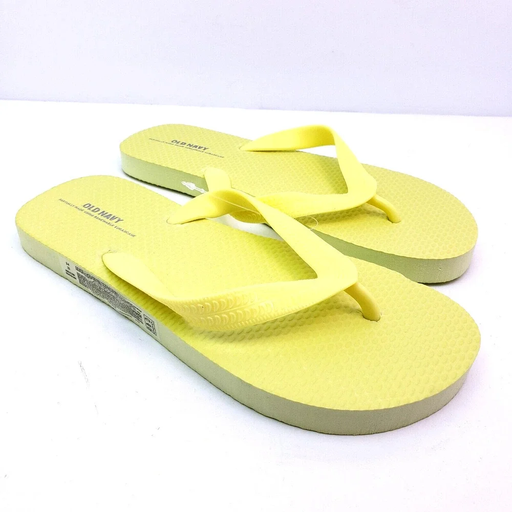 Old Navy Girls Size 3/4Y Yellow Slip On Casual Flip Flop Sandals